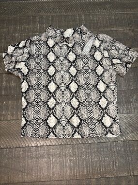 Caution To The Wind Snake-Print Polo - Black & White